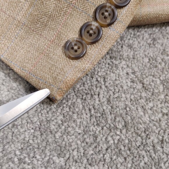 Ralph Lauren Men's Blazer Tan Jacket Size 44L Silk Linen Lambswool Quiet Luxury - Picture 12 of 12